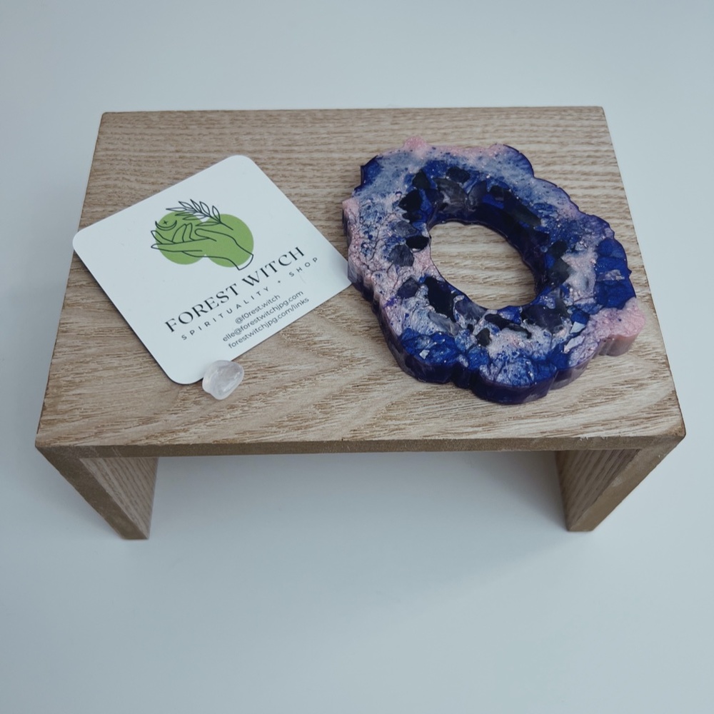 Resin Geode Coaster, Amethyst and Marble Inspired with Real Amethyst Inlay